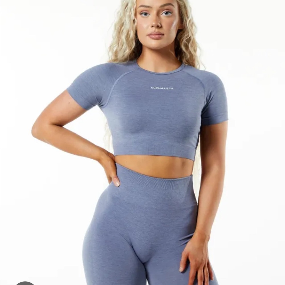 Alphalete French Blue leggings and crop top